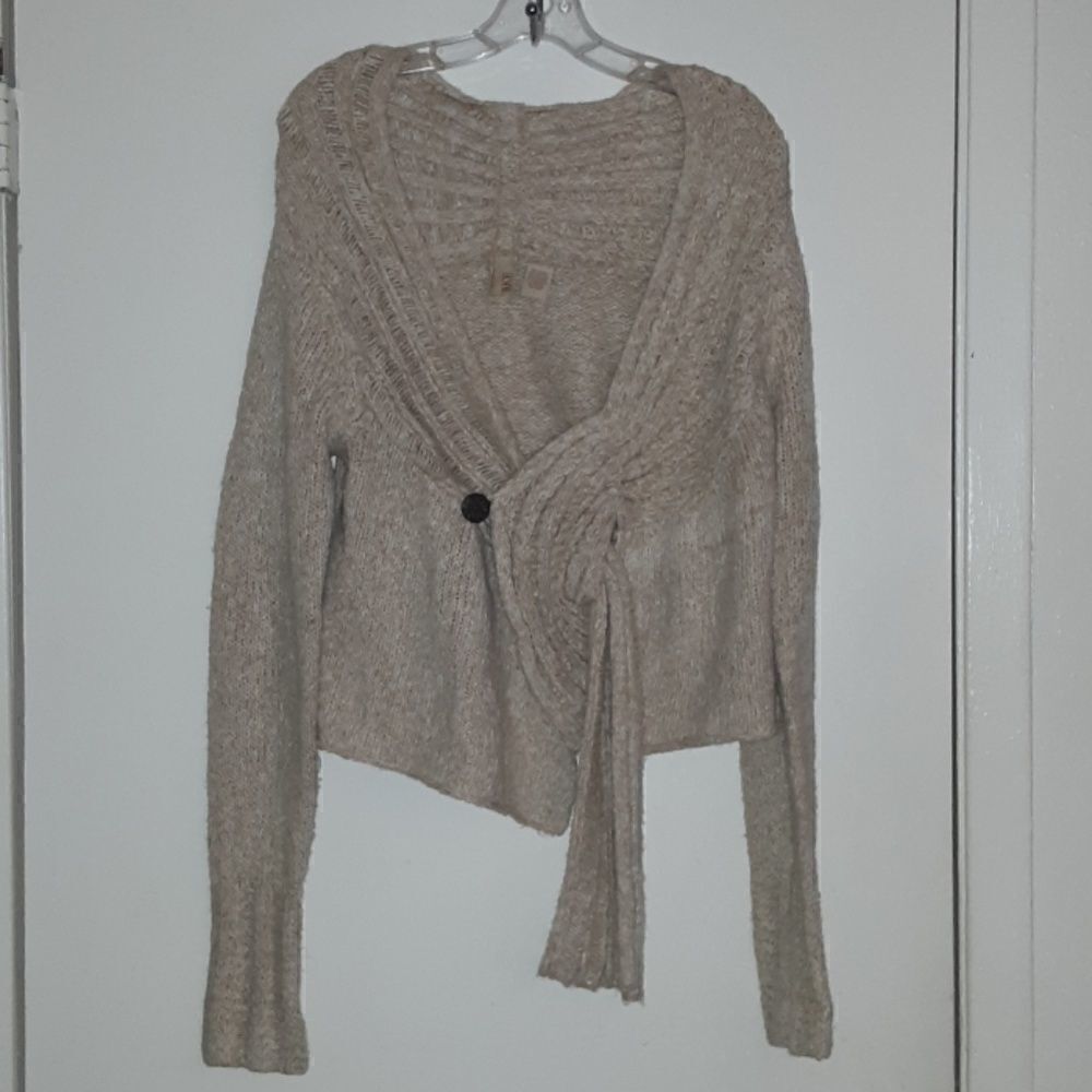 B.K.E. Knit Semi-Wrap Sweater Khaki Cardigan Size Large